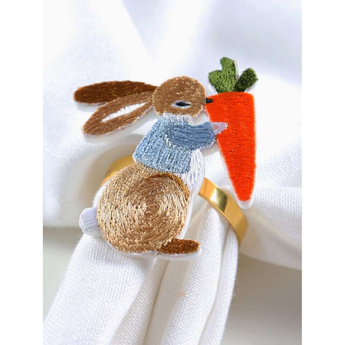 GENERICO - Set Servilleteros De Conejos De Pascua Bordados Metalicos