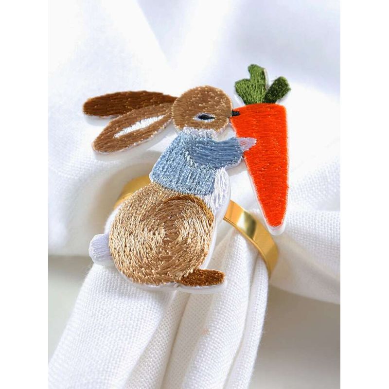 GENERICO - Set Servilleteros De Conejos De Pascua Bordados Metalicos