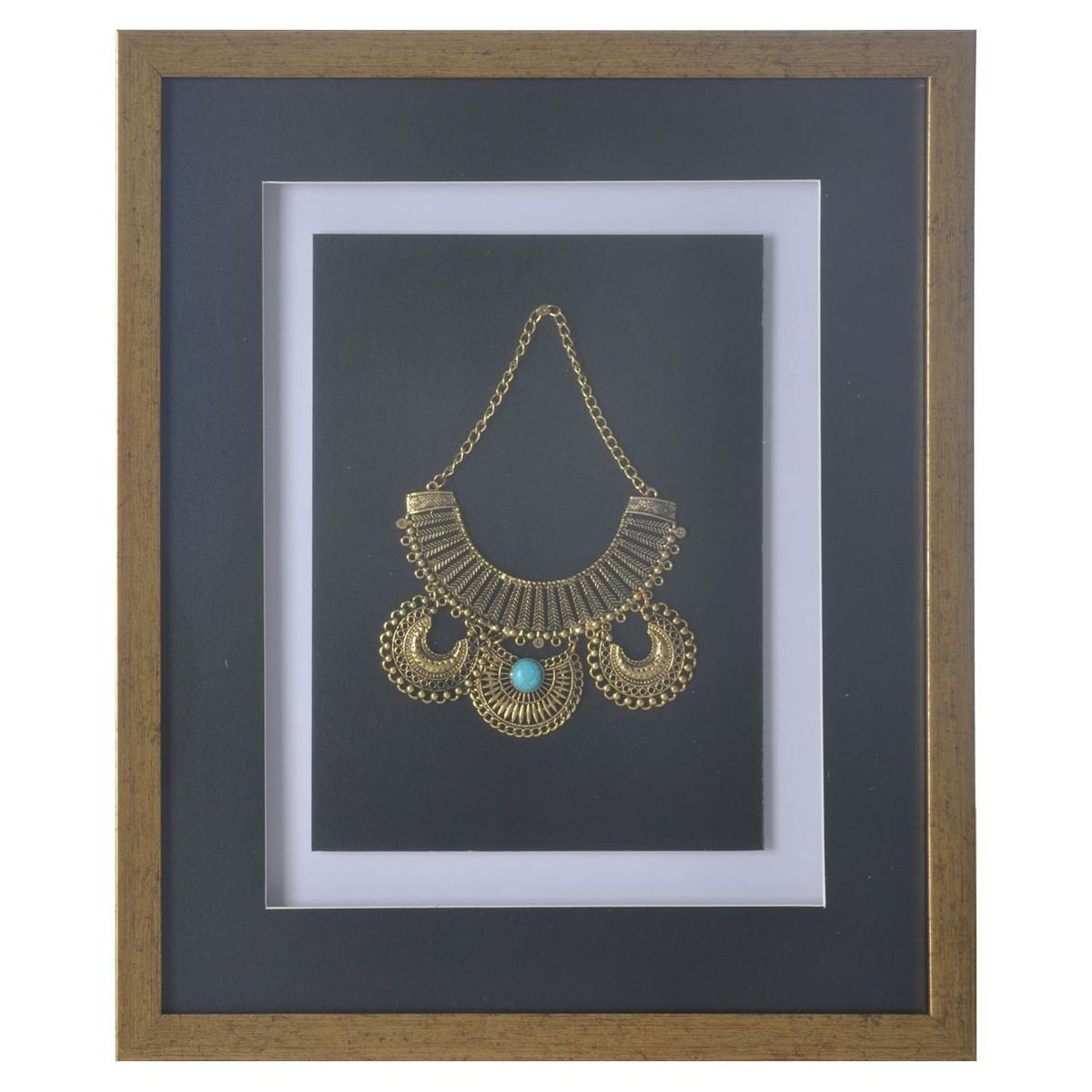 RONDA - Cuadro Joya Dorada Turquesa Dorada 38x45 cm