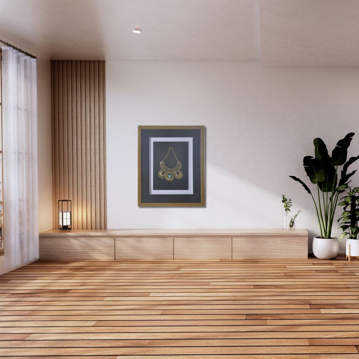 RONDA - Cuadro Joya Dorada Turquesa Dorada 38x45 cm