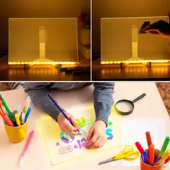 GENERICO - Pizarra Led Acrilica Transparente Plumones Y Soporte