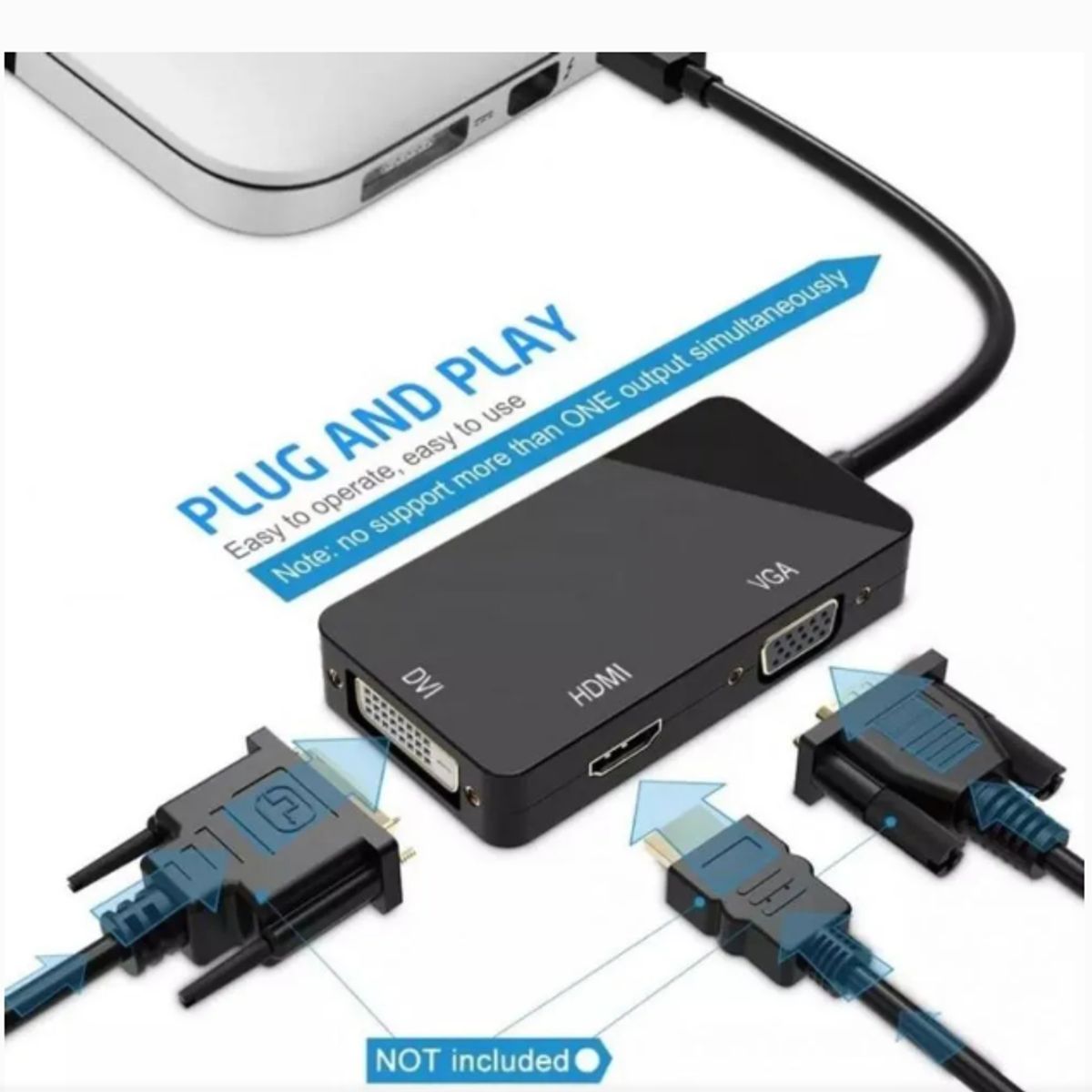 ULINK - Adaptador 3 en 1 Ulink Mini Displayport a Hdmi+Vga+Dvi Thunderbolt