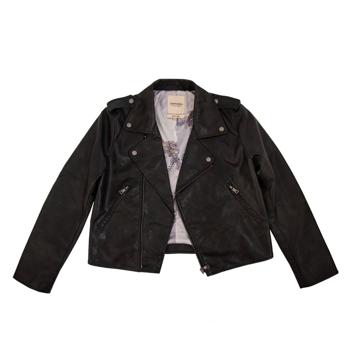 AMPHORA - Biker jacket nancy negro