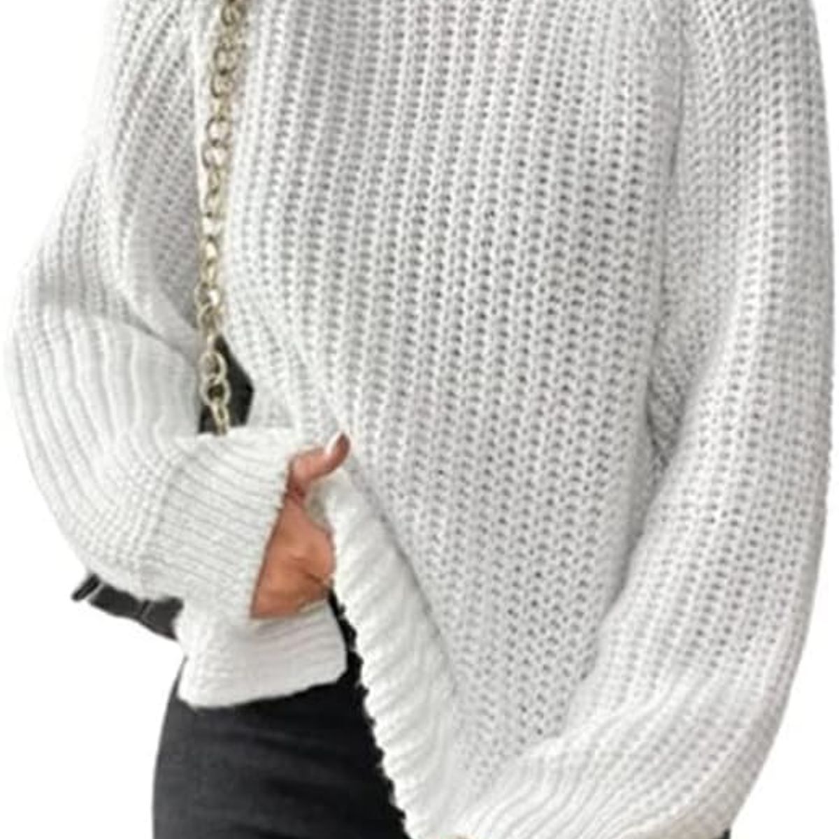 TIOZONEY - Suéter casual para mujeres  - Blanco