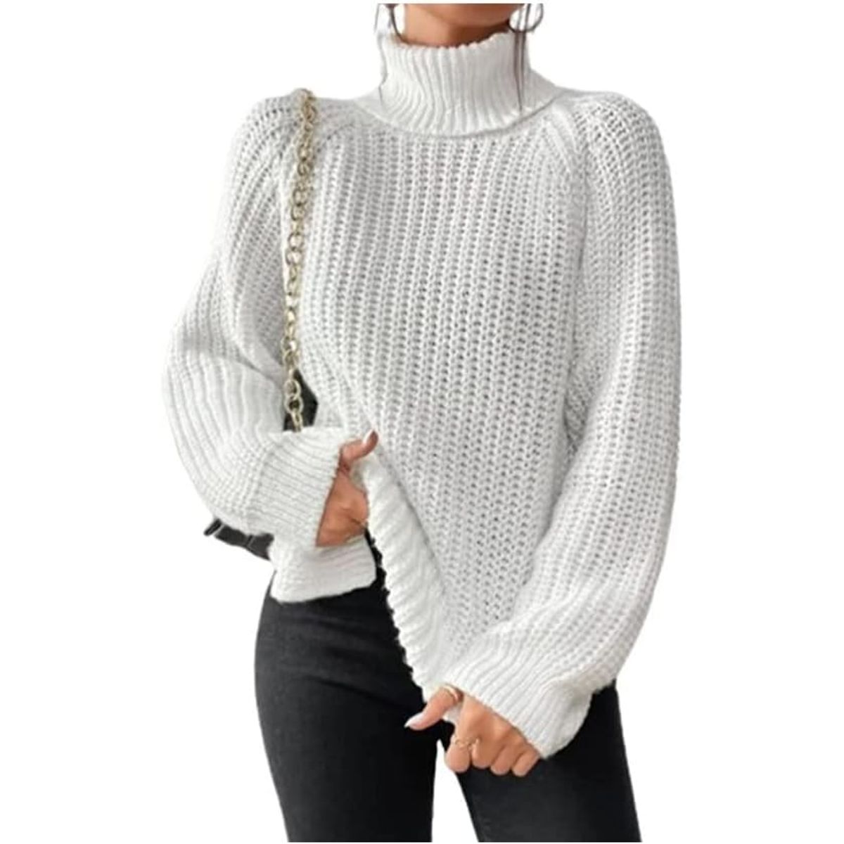 TIOZONEY - Suéter casual para mujeres  - Blanco