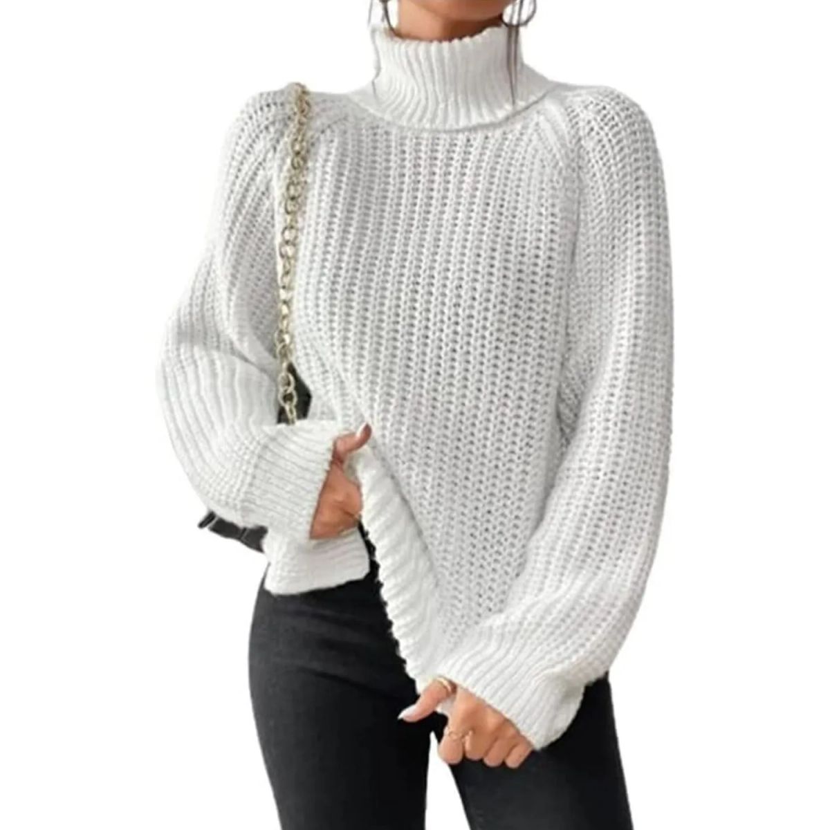TIOZONEY - Suéter casual para mujeres  - Blanco