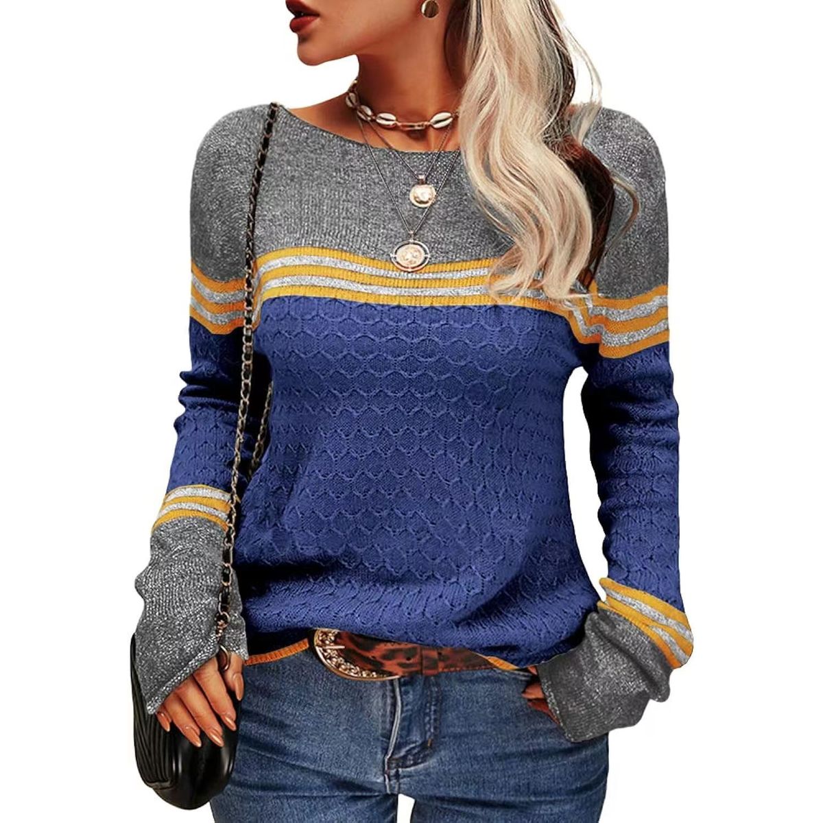 TIOZONEY - Sweater Cuello Redondo Mujer