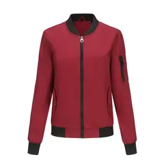 TIOZONEY - Chaqueta de manga larga con cierre para mujer - Rojo
