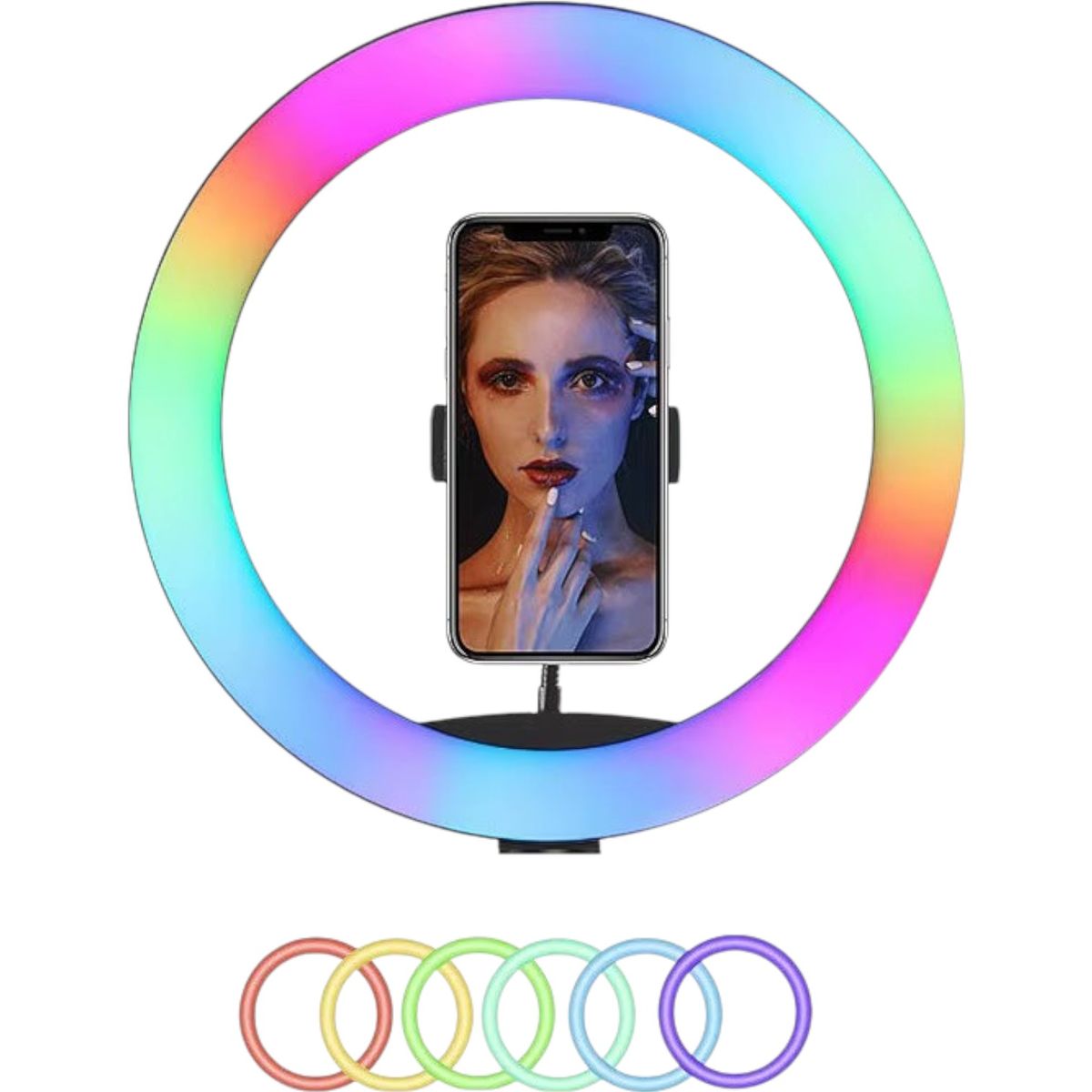 IRM - Aro Luz Colores Regulable LED RGB Selfie Soporte Celular IRM