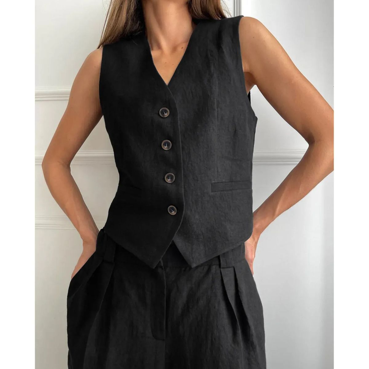 TIOZONEY - Conjunto de chaleco para mujer