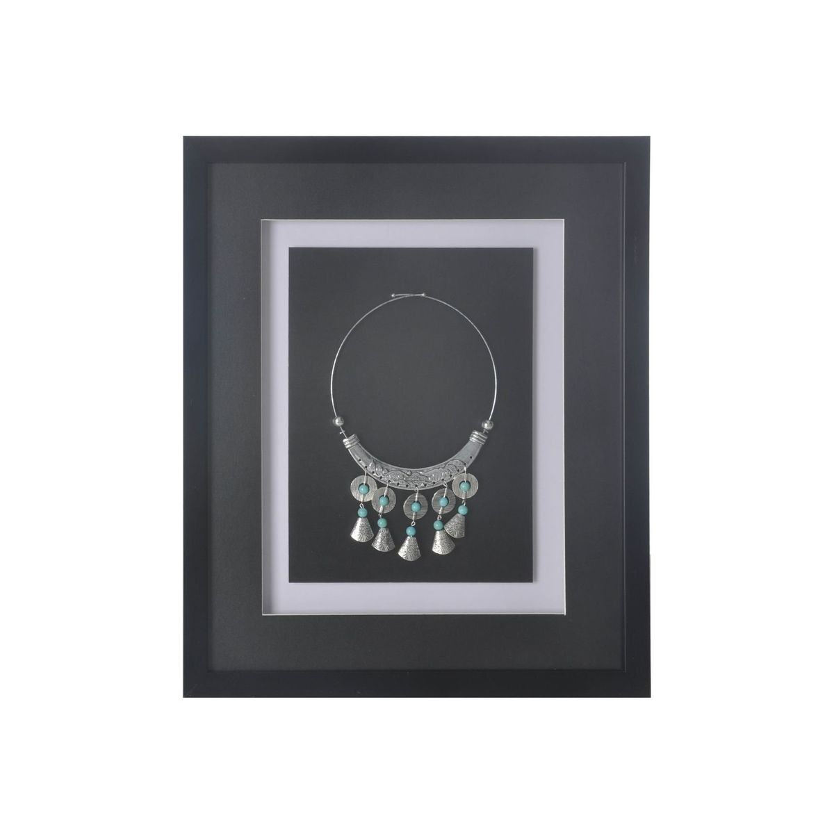 RONDA - Cuadro Joya Plata Turquesa Negro 38x45 cm