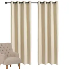 GENERICO - Cortina Blackout Engomado Termica Tela Lino 140x220 Color Crema