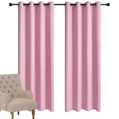 GENERICO - Cortina Blackout Engomado Termica Tela Lino 140x220 Color Rosa