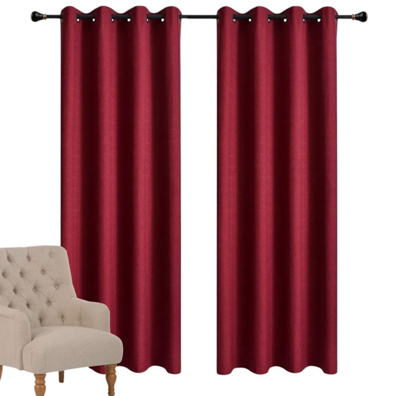 GENERICO - Cortina Blackout Engomado Termica Tela Lino 140x220 Color Burdeo