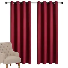 GENERICO - Cortina Blackout Engomado Termica Tela Lino 140x220 Color Burdeo