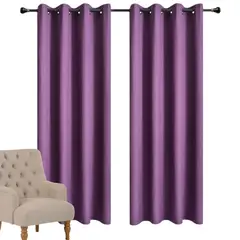 GENERICO - Cortina Blackout Engomado Termica Tela Lino 140x220 Color Morado