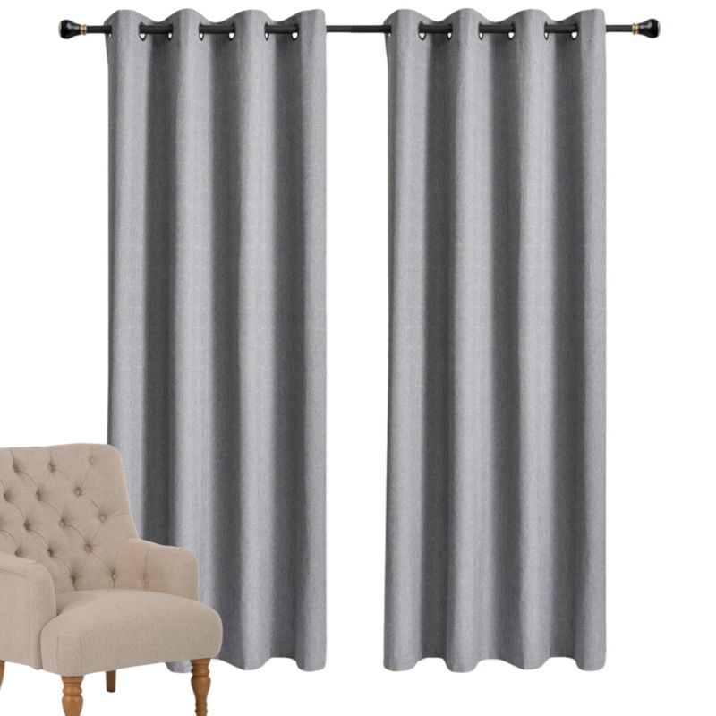GENERICO - Cortina Blackout Engomado Termica Tela Lino 140x220 Color Gris