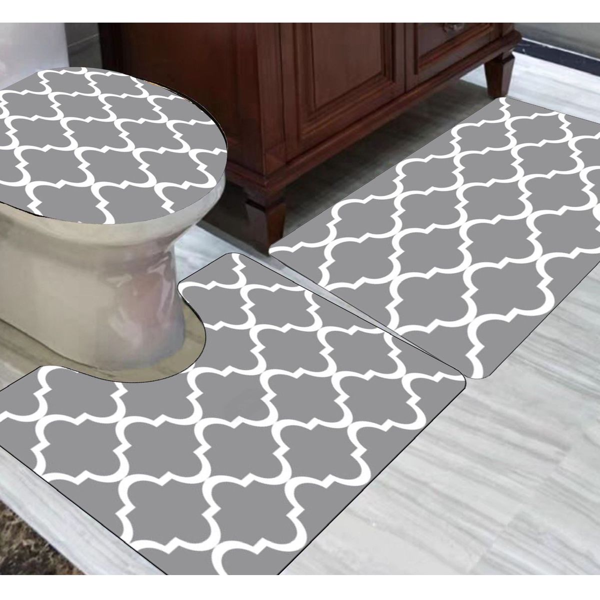 GENERICO - Juego de Baño de 3 Piezas Gris Blanco