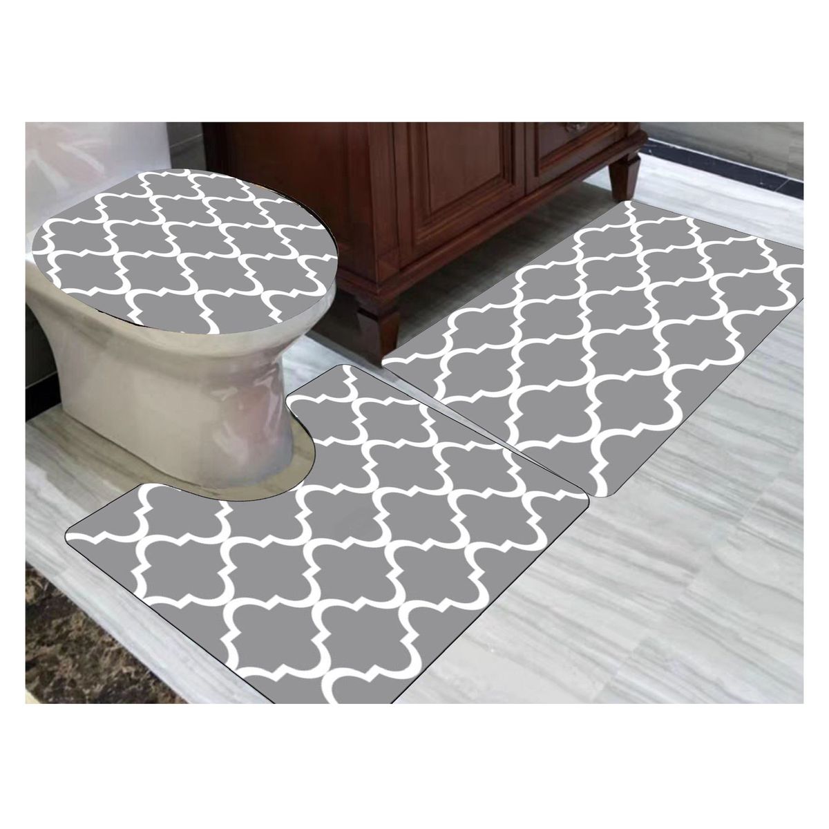 GENERICO - Juego de Baño de 3 Piezas Gris Blanco