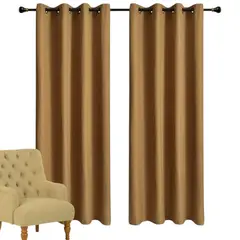 GENERICO - Par De Cortinas Blackout Engomada Térmica Poliéster 140x230cm Cafe