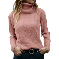 TIOZONEY - Sweater Cuello de Cuello Alto Mujer