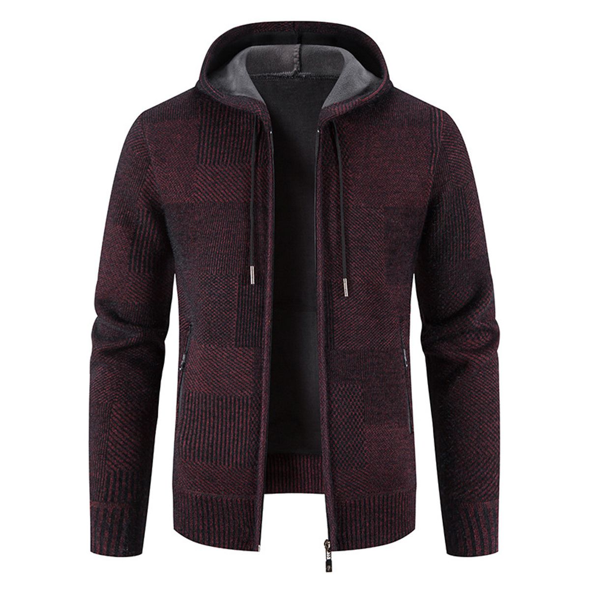 TIOZONEY - Chaqueta con capucha de punto grueso para hombre