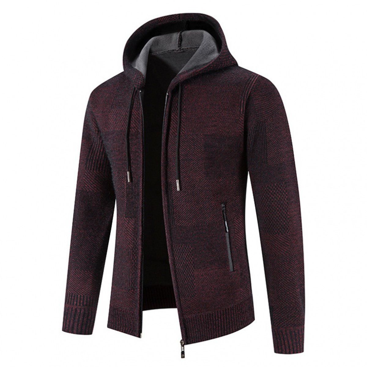 TIOZONEY - Chaqueta con capucha de punto grueso para hombre