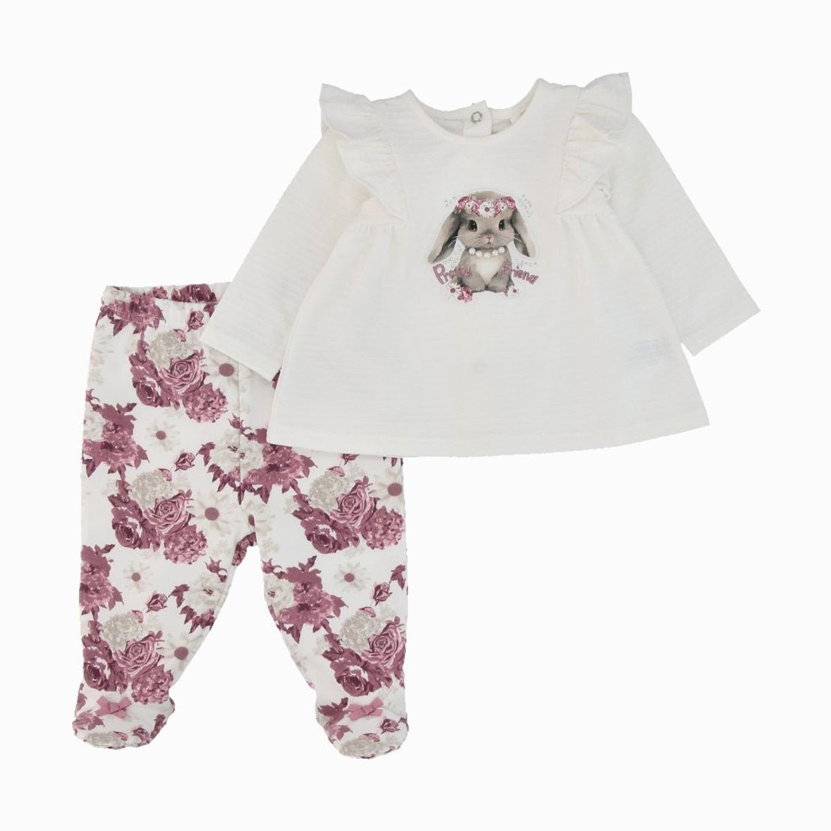 LIMONADA - Conjunto recién nacida con vuelos crudo Limonada