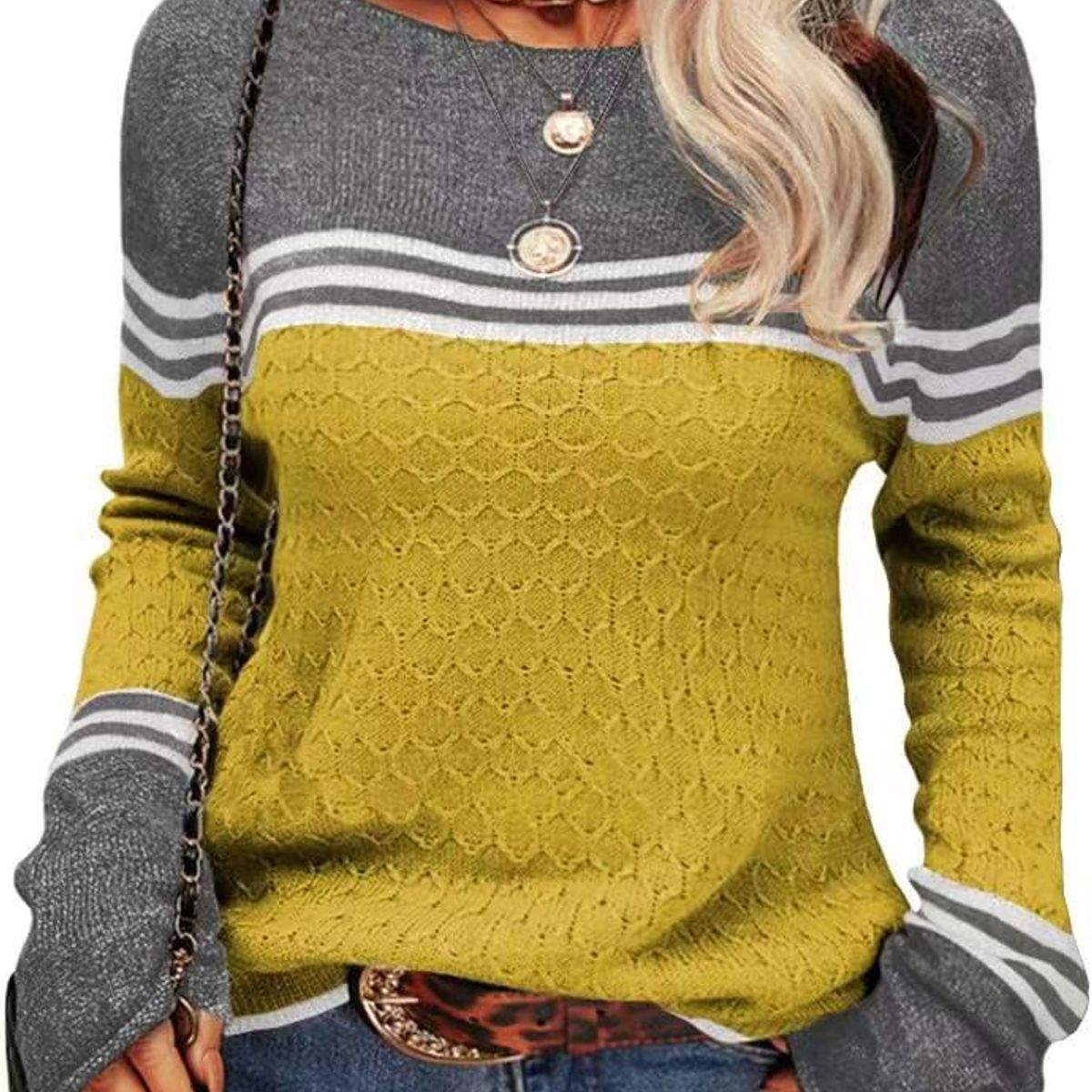 TIOZONEY - Sweater Cuello Redondo Mujer