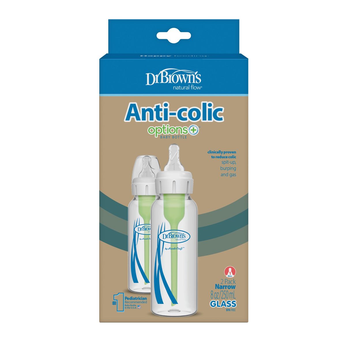 DR BROWNS - Pack 2 Mamaderas Estándar Options+ Vidrio 250ml Dr. Brown´s