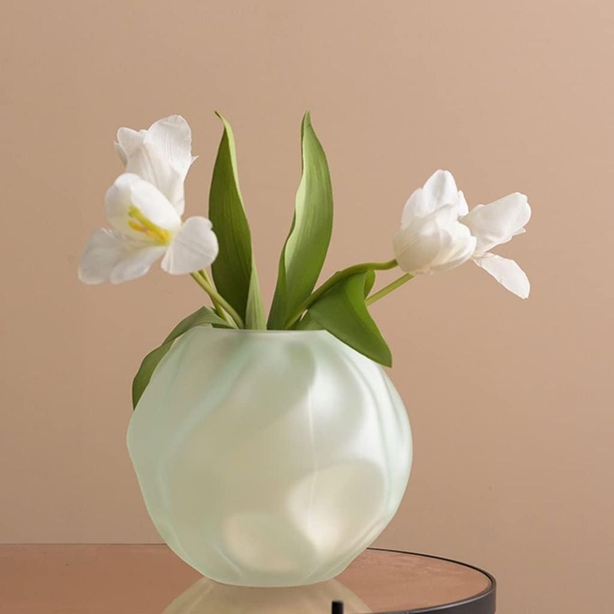HOME ESSENTIALS - Florero pecera de vidrio verde menta 18 Cm