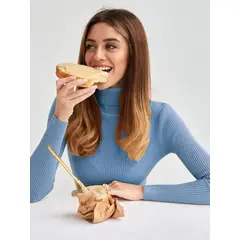 TIOZONEY - Sweater De Cuello Alto Mujer - Celeste