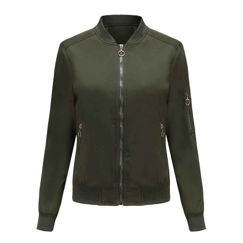 TIOZONEY - Chaqueta Mujer Casual Delgada con cierre - Verde