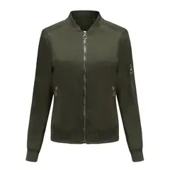 TIOZONEY - Chaqueta Mujer Casual Delgada con cierre - Verde