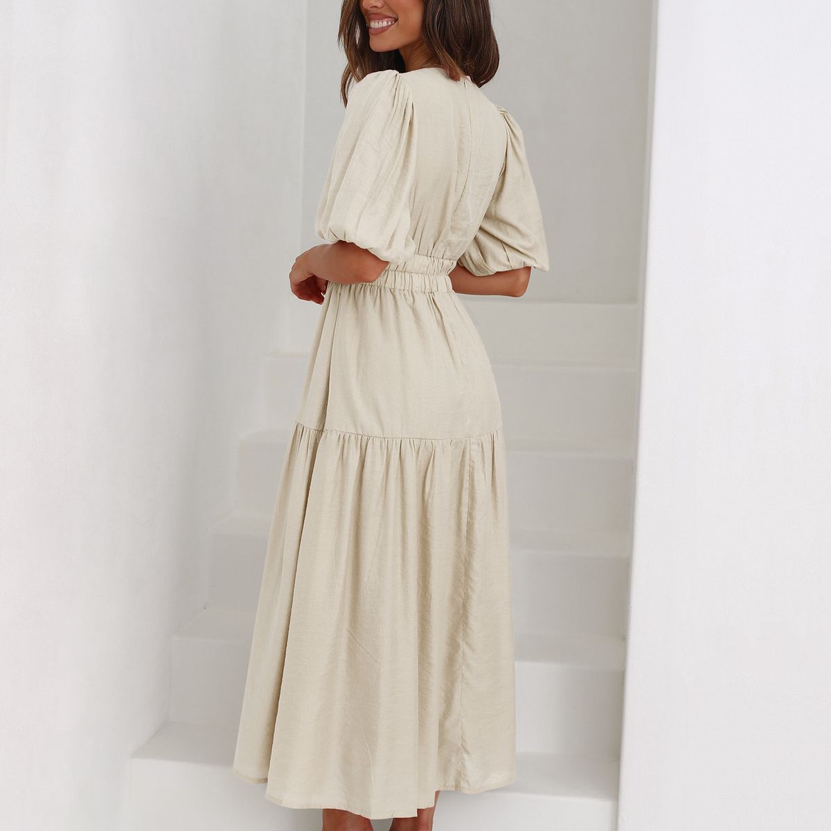 TIOZONEY - Vestido de mujer con cuello en V