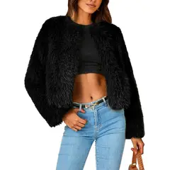TIOZONEY - Abrigo de invierno Chaqueta corta de lana