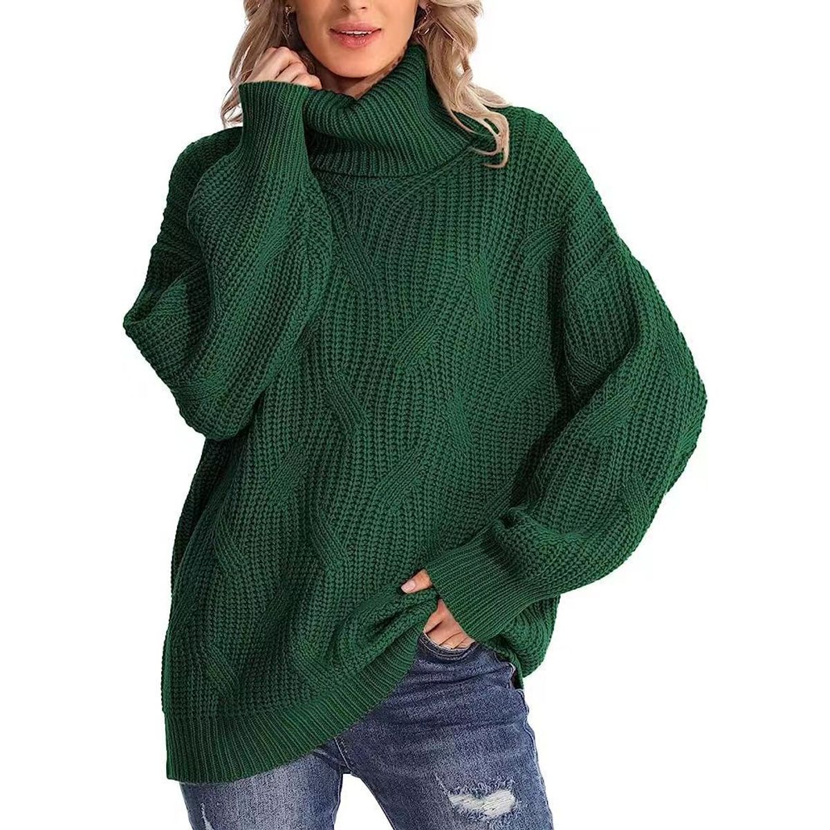 TIOZONEY - Sweater Cuello de Cuello Alto Mujer
