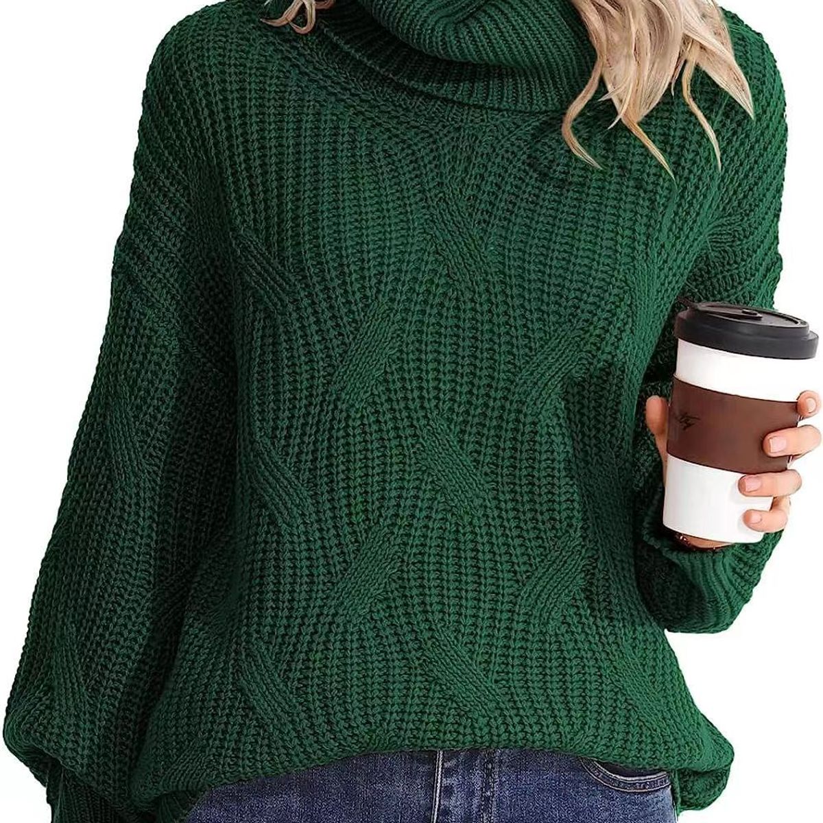 TIOZONEY - Sweater Cuello de Cuello Alto Mujer