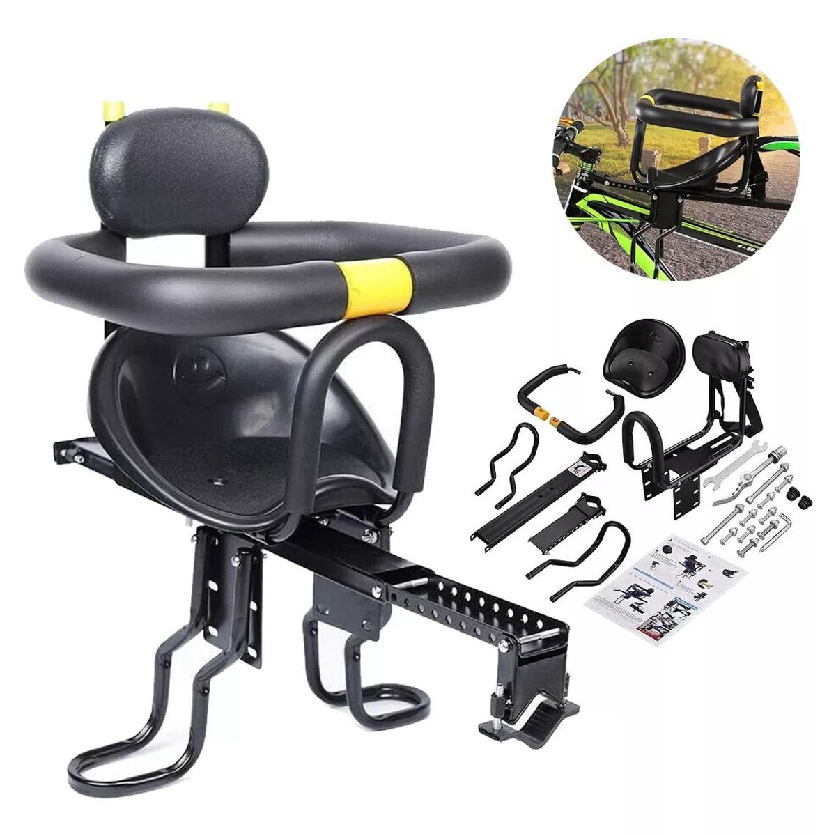 GENERICO - Silla Soporte Asiento Delantero Niños Porta Bebe Bicicleta