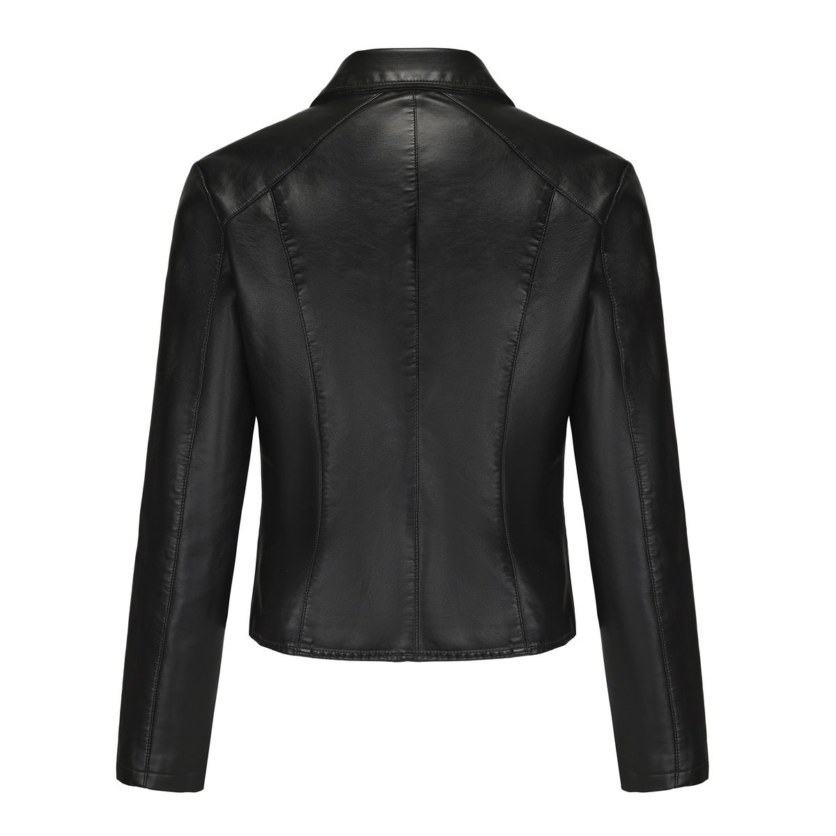 TIOZONEY - Chaqueta de PU con tachuelas para mujer-Negro