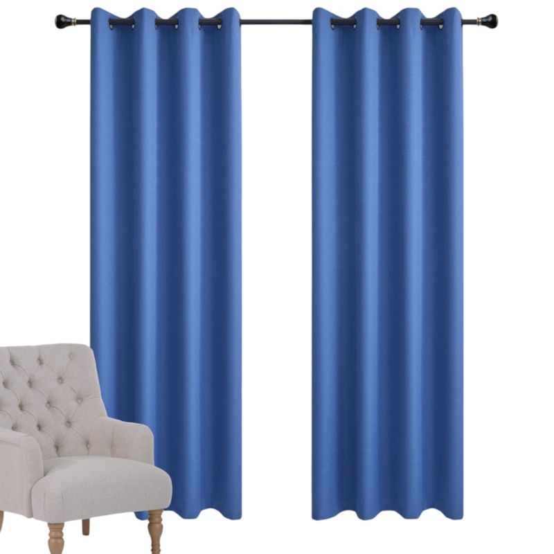 GENERICO - Par De Cortinas Blackout Engomada Térmica Poliéster 140x230cm Azul