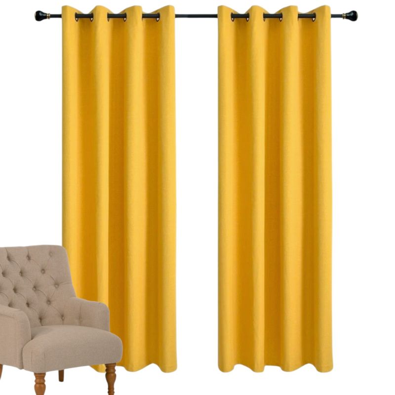 GENERICO - Par De Cortinas Blackout Engomada Térmica Poliéster 140x230cm Amarillo