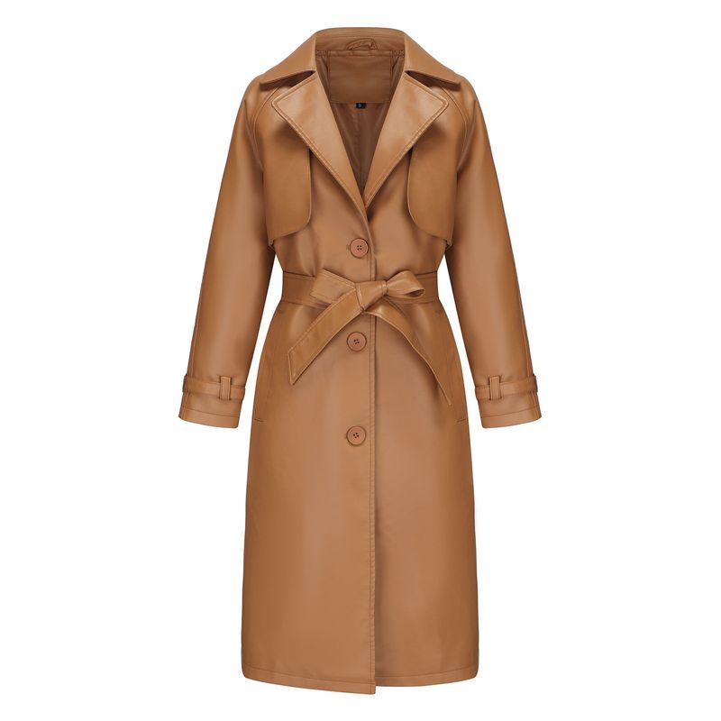 TIOZONEY - Chaqueta de PU para mujer con cinturón