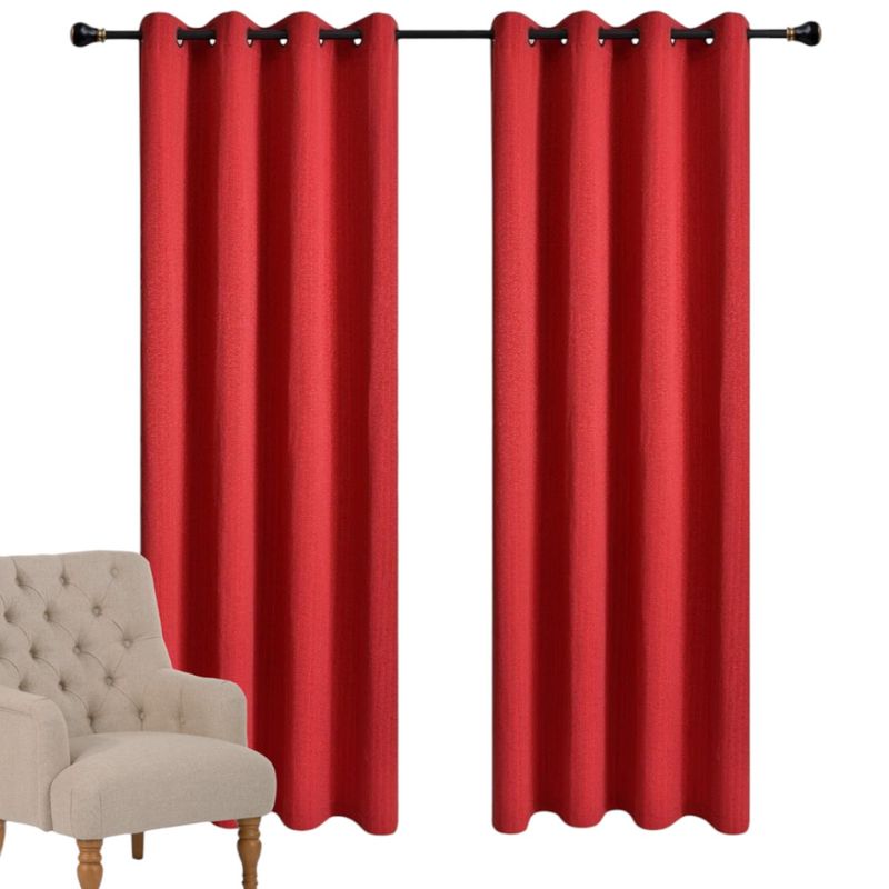 GENERICO - Par De Cortinas Blackout Engomada Térmica Poliéster 140x230cm Rojo