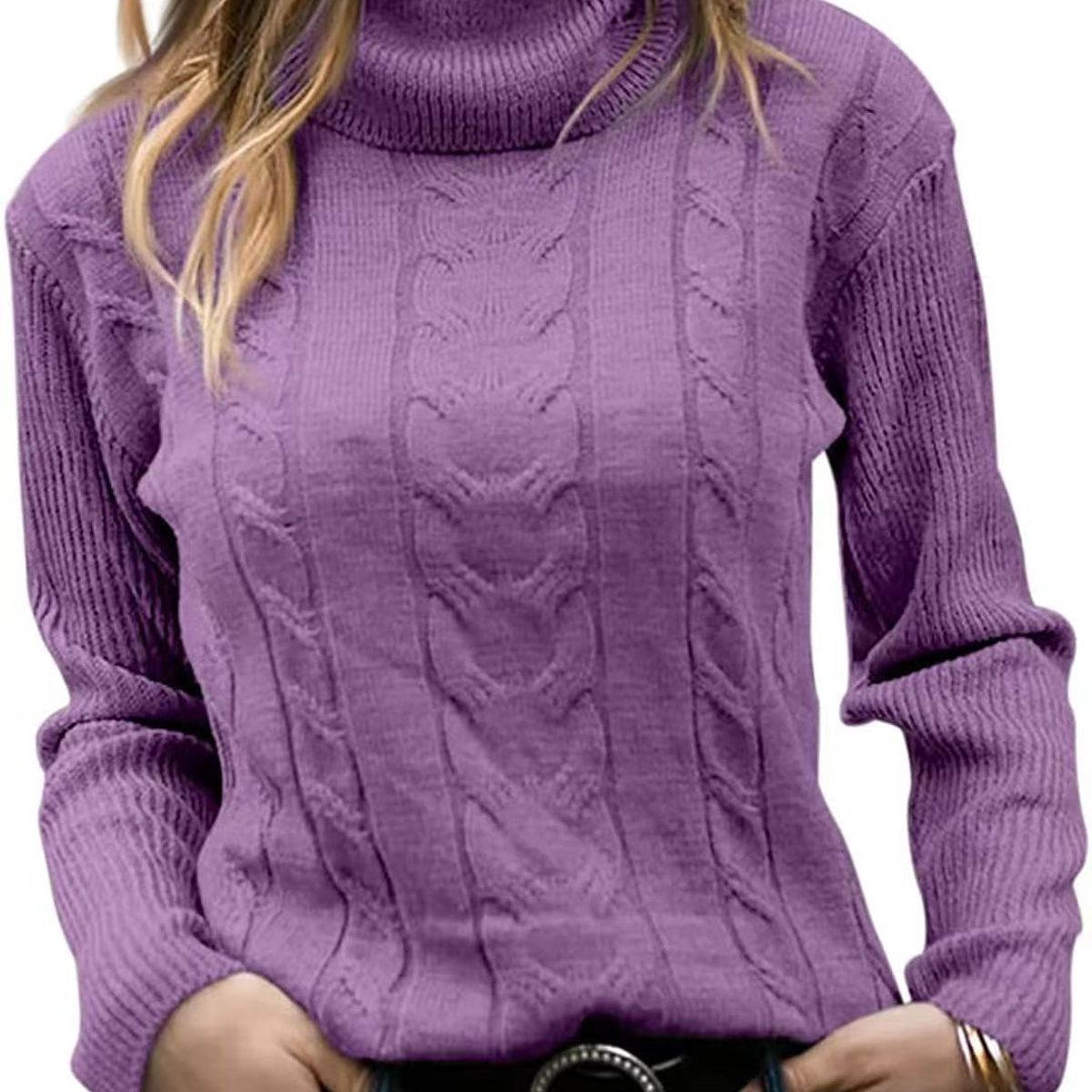 TIOZONEY - Sweater Cuello de Cuello Alto Mujer