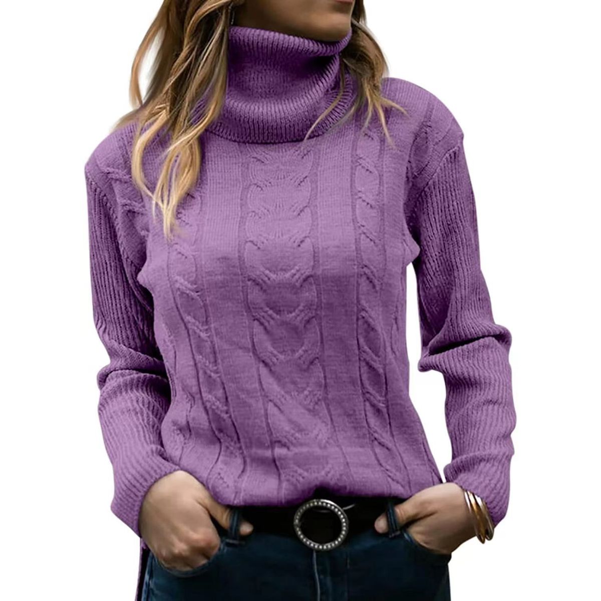 TIOZONEY - Sweater Cuello de Cuello Alto Mujer