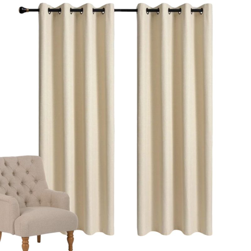 GENERICO - Par De Cortinas Blackout Engomada Térmica Poliéster 140x230cm Crema
