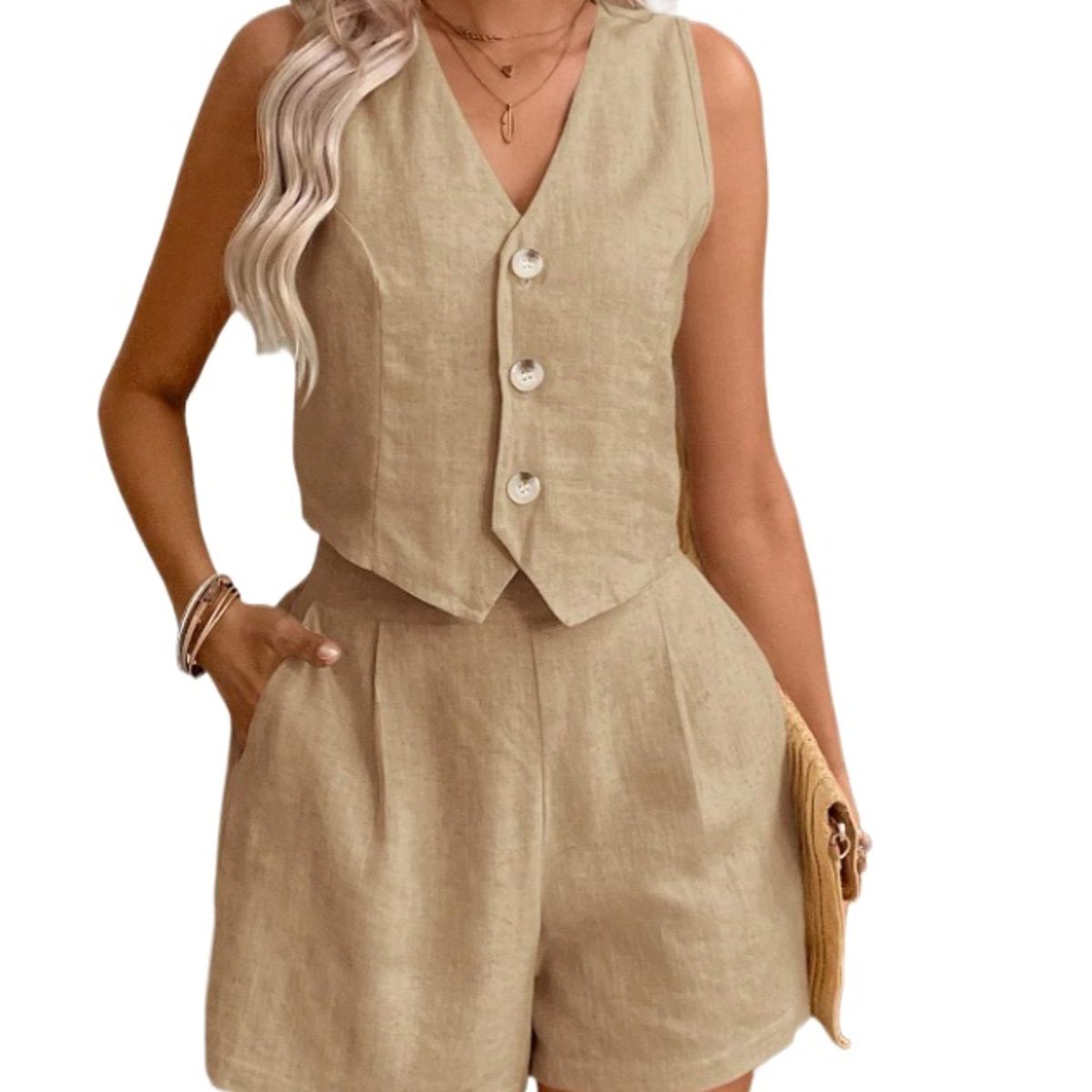 TIOZONEY - Blazer vest y pantalones casuales para mujeres Traje