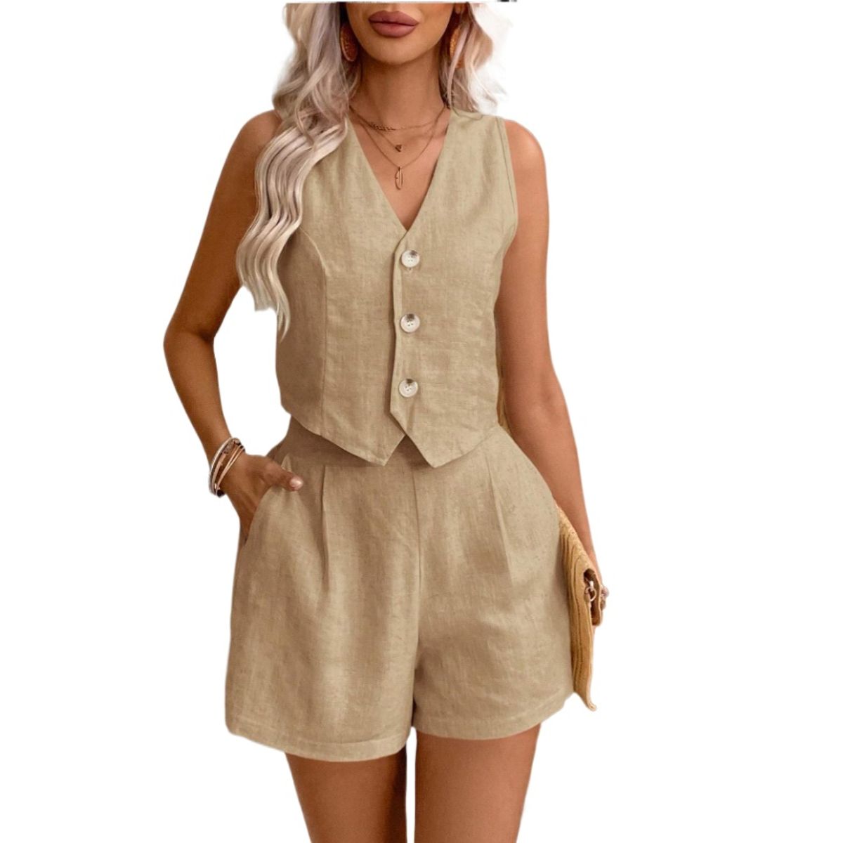 TIOZONEY - Blazer vest y pantalones casuales para mujeres Traje