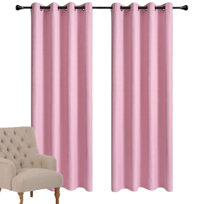 GENERICO - Par De Cortinas Blackout Engomada Térmica Poliéster 140x230cm Rosa